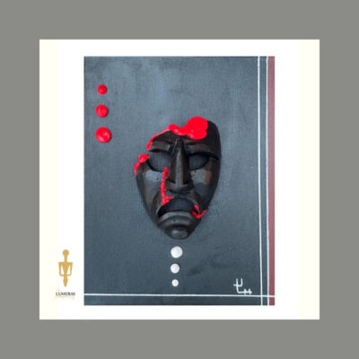 Quadro maschera Mamuthone Lumeras tela e acrilico, maschera in malta ceramica 